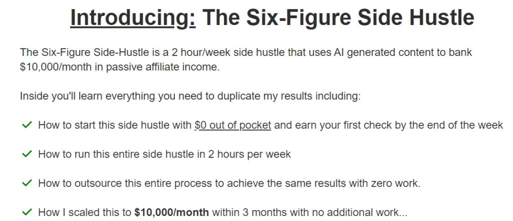 Six Figure Side Hustle 1