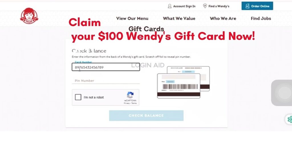 Claim your $100 Wendy's Gift Card Now!